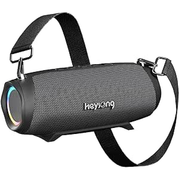 HEYSONG Bluetooth Speaker Large Boxes Bluetooth Box, 50 W Wireless IPX7 Waterproof RGB LED Music Box, BassUp, Integrated Power Bank, 20 Hours Battery, for Outdoors, Camping, Pool, Beach, Garden