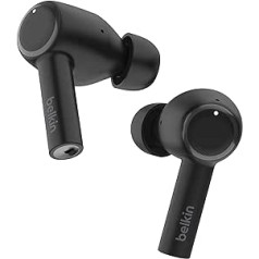 Belkin SoundForm™ Pulse Noise Cancelling In-Ear Earphones, Wireless Charging Case, 3 Microphones Per Earbud, Splash Proof IPX5 Bluetooth Headphones for iPhone, Samsung - Black