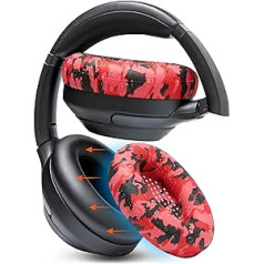 WC SweatZ XM3 Protective Headphone Ear Covers for Sony WH1000XM3 by WC | Only Compatible with Sony XM3 Over Ear Headphones | Sweatproof & Easily Washable | Red Camo