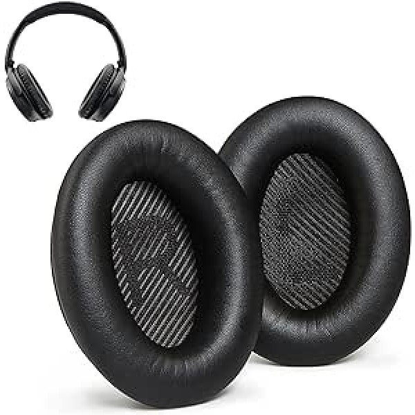 Accessory House Ohrpolster kompatibel mit Bose QuietComfort 35 (QC35) und QuietComfort 35 II (QC35 II) Kopfhörern. Proteinleder, weicher Schaumstoff mit hoher Dichte, erhöhte Haltbarkeit (schwarz)