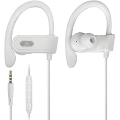 Avantree E171 Sports Headphones with Microphone, Wired Running Headphones Earphones with Over-Ear Hook, Running In-Ear Headset with Ear Clips for Gym Workout Fitness - White