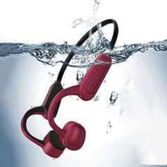 Bluetooth Headphones on Ear Sports Headphones Bone Conduction Headphones with 16GB Memory IPX8 Waterproof Diving Swimming Adjustable Size for Outdoor Activities Surfing Gym Red