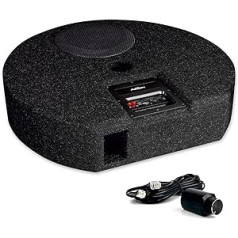 AXTON ATB20RXF: Flat Active Subwoofer for Spare Wheel Cavity, Bass Reflex Bass Box for Car with 20 cm/8 Inch Long Stroke Woofer, Housing Only 125 mm High, High Level Inputs, 120 W