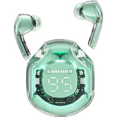 ACEFAST T8 Bluetooth Headphones, Wireless Bluetooth 5.3 In-Ear with 4 Microphones, 30H Battery, Transparent LED Display, ENC Noise Cancelling Earbuds, HiFi Stereo Earphones, Mint Green