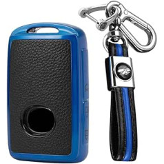 KUNIO Car Key Protective Case Fits Mazda 3 Alexa CX3 CX5 CX8 CX9 CX-30 CX30 MX5 Miata RF MX30 TPU Leather Texture Key Fob Remote Control Cover Key Case 3 Buttons Blue