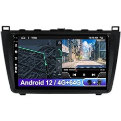 Android 12 2 DIN Car Radio for Mazda 6 Rui Wing 2007-2012 [Supports CarPlay/DSP] Microphone & Camera Including MirrorLink/Steering Wheel Control/RDS/GPS/AUX/FM/AM-4G+64G