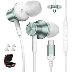 USB C Earphones for Google Pixel 7 7a 8 Pro 8 6a Magnetic USB C Headphones Wired Type C Earphones with Mic for iPhone 15 Pro Max, Samsung S24 Ultra, A54, A34, A53, S22, Ultra