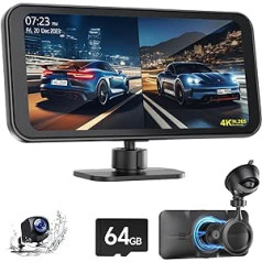 Lamto Dual 4K Front and Rear Dash Cam with 6.25 Inch Carplay Screen, Dash Camera for Car with 1080P Backup Camera, Support 5G/2.5G WiFi, GPS Navigation, Music/Video