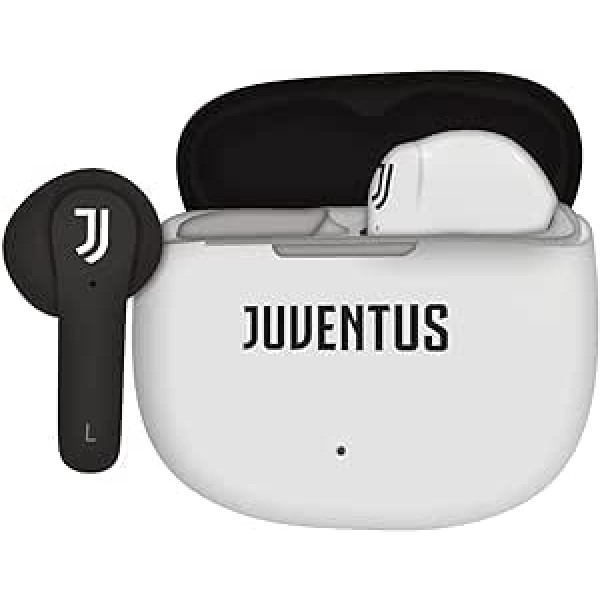 TECHMADE Juventus Wireless In-Ear Headphones with Charging Box, White/Black