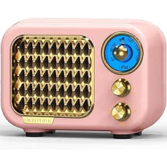 Tendak FM Retro Radio with Bluetooth 5.1, Nostalgia Radio Small with 1000 mAh Rechargeable Battery, Small Radio Mini Radio Retro, Transistor Radio Supports USB/Aux/TF/Function (Pink)