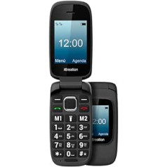 iCreation C30 - Black Folding Mobile Phone with Dual Display (2.4 inches + 1.77 inches), Large Buttons and Numbers, 2 Direct Memories, Bluetooth, Large 800 mAh Battery, USB-C and Dual SIM