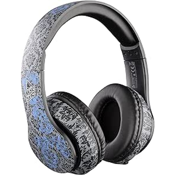 Music Sound | Bluetooth Headphones Around | On-Ear Bluetooth Stereo Headset with Extendable Headband - Control Keyboard on Headset - 20 Hours Autonomy - 2 Hours Charging - Fantasy Baroque Blue