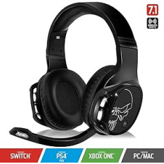 SPIRIT OF GAMER - XPERT-H1100 – Headset 7.1 Surround Black Pro Gamer - Headphones - White LEDs - Faux Leather - Flexible Microphone - 12H Autonomy - PC / PS4 / XBOX ONE/SWITCH/MAC - Multiplatform