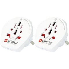 SKROSS | 1.500211-E | World to Europe | World Travel Adapter for Europe - Electric Shock Protection - Voltage and Power: 100V - 1600W / 250V - 4000W (Pack of 2)