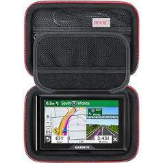 BOVKE Sat Nav Case for 5-5.5 Inch Tomtom Navigation Device GO, Garmin DriveSmart 55/Drive 51/52/53, Garmin zūmo XT/zūmo 396 Navigation Device, Extra Space Car Charger, USB Cable, Black