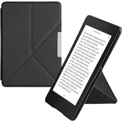 kwmobile Protective Case Compatible with Amazon Kindle Paperwhite - Faux Leather Case - eReader Cover Case (for Models up to 2017) - Black