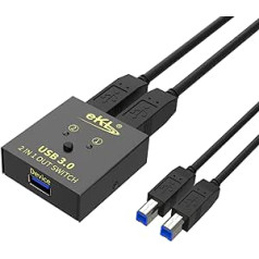 Huasion USB 3.0 Switch Selector 2 Computers Sharing 1 USB Peripheral Mouse Keyboard Printer Scanner with 2 Pack USB A to B Cables