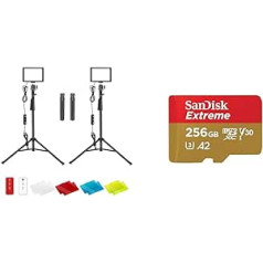 NEEWER LED Videolicht Set mit verstellbarem Stativ Ständer Farbfiltern & SanDisk Extreme microSDXC UHS-I Speicherkarte 256 GB + Adapter