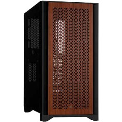 CORSAIR 4000D Airflow Mid-Tower ATX Case with Tempered Glass (Front Panel, High Air Flow, Side Cover, Two 120mm Fans Included), Black and Teak