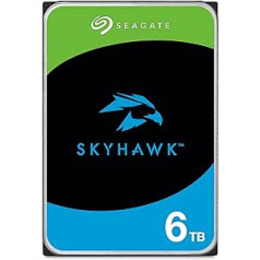 Seagate SkyHawk ST6000VXZ09 6TB Internal Hard Drive HDD, Video Recording up to 64 Cameras, 3.5 Inch, 64 MB Cache, SATA 6GB/s, Silver, FFP, incl. 3 Year Rescue Service