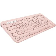 Logitech K380 Multi-Device Bluetooth Keyboard for Mac, Easy Switching Between up to 3 Devices, Scissor Keys, 2 Year Battery, MacOS / iOS / iPadOS, German QWERTZ Layout - Pink