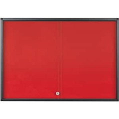 Bi-Office Exhibit Extra Pinable Display Case 10 x A4 Red Felt Surface Glass Door Aluminium Frame Anthracite