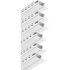 Besseto LED Profile Drywall, 6 Pack 1 m LED Drywall Profile, LED Strip Light Diffuser Profile, Trimless Installation LED Aluminium Profile for Wall and Ceiling