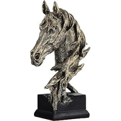 Resin Horse Statue Retro Golden Colour for Cowboy, Decor Horse Sculpture, Horse Head Decor for Home Coffee Table, Office, Bookcase, Desk, Living Room, Decor Horse Modern Art Figure (Golden [L])