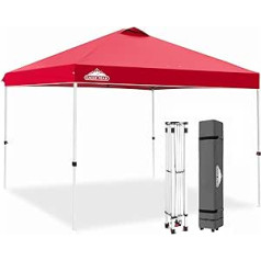 EAGLE PEAK 3 x 3 m Pop-up Gazebo, Waterproof Folding Gazebo, Garden Tent, Market, Festival, Sun Protection, with Carry Bag with Wheels (Red)