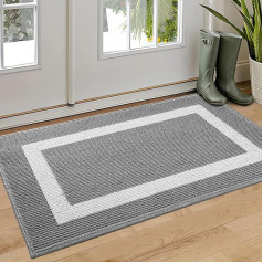 NAXBEY Door Mat, Indoor Doormat Washable, Non-Slip, Absorbent Dirt Trapper Mat, Entrance Rug for Hallway, Garden, Indoor, Pet, Low-Profile Rug, Entrance Area Indoor (Light Grey, 50 x 80 cm)