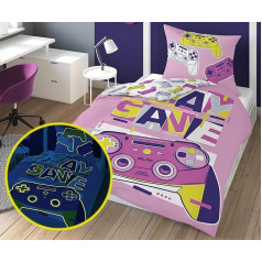 Carpe Sonno Children's Bed Linen 135 x 200 cm - Luminous Children's Bed Linen Glow in The Dark - Bed Linen 135 x 200 cm Cotton - Set of 2 Bed Linen Girls