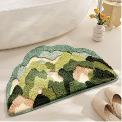 GYISANA Bath Mat Non-Slip Soft Bathroom Rug Water Absorbent Bath Mat Machine Washable Bath Mat for Shower, Bathtub and Toilet (Hill & Forest, 45 x 70 cm)