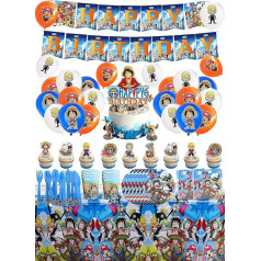 Birthday Decoration One Piece Balloons Happy Birthday Garland Cake Toppers Anime Tableware Table Decoration for Children One Piece Birthday Party Decorations