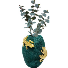 Kare Chameleon Jack Fruit Design Vase for Living Room Decorative Accessory Flower Vase Green / Gold 39 x 39 x 39 cm
