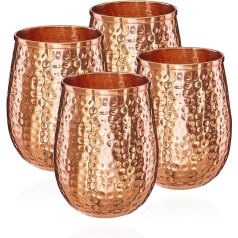 NKlaus Ayuverda 11262 Copper Cups Pure Copper Oval Moscow Mule 500 ml Set of 4