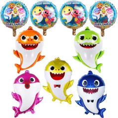 LKNBIF Pack of 9 Baby Shark Birthday Decorations, Shark Baby Themed Birthday Decorations, Shark Balloons Shark Party Supplies Set for Children Birthday Party for Sea World