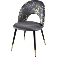 Riess Ambiente Design chair PRÊT-À-Porter grey velvet floral pattern and golden foot caps