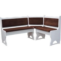 ‎K Koma k koma Corner Bench for Kitchen Solid Pine White with Brown Padding Solid Wood (100 x 140 cm)