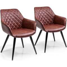 Kare Design Harry Armchair, Set of 2 Padded Comfortable Dining Chairs in Retro Design, Brown 84 x 60 x 63 cm (H x W x D)