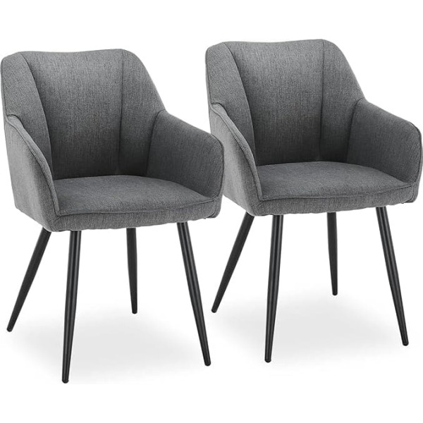 Clipop Dining Room Chairs, Set of 2, Fabric Upholstered Kitchen Chair, Lounge Chair with Metal Legs, Upholstered Chair, Retro Chair for Kitchen, Living Room, Bedroom