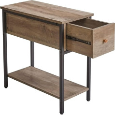 Aibiju Bedside Table, Mini Side Table with Drawer and Storage Shelves, Slim Sofa Side Table for Small Spaces, Easy Assembly, (Silver Grey), YD-TM058Y