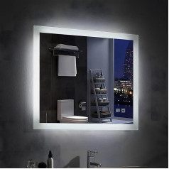 Meesalisa LED Bathroom Mirror with Lighting 80 x 60 cm Bathroom Mirror with Anti-Fog Touch Warm White/Cool White Light Large Wall Mirror for Bathroom, Toilet