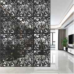 Aleawol Pack of 12 Hanging Room Dividers, Black, 40 x 40 cm, DIY Room Divider Screen, Paravent Room Divider, Hanging Panel Room Divider, Hanging for Interior Decoration, Living Room, Dining Room,