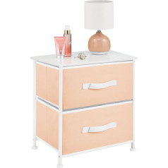 Mdesign Bedside Table with 2 Drawers - Closet Organiser Made of Fabric, Metal and MDF - Decorative Storage System for Bedroom or Living Room - Orange/White