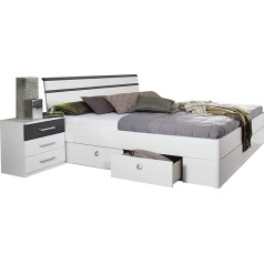 ‎Rauch Möbel Rauch Möbel Rasa Storage Bed Single Bed in White / Grey Metallic with 4 Drawers for Additional Storage Space, Lying Surface 140 x 200 cm, Overall Dimensions (W x H x D) 145 x 93 x 216 cm