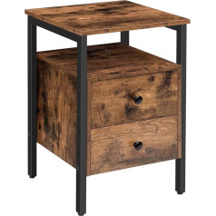 Hoobro EBF43BZ01G2 Bedside Table, Bedside Table with 2 Drawers, 40 x 40 x 61 cm, Bedside Table, Easy to Assemble, Sturdy, Dark Brown