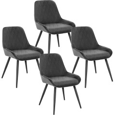 Elightry 4 Piece Dining Room Chairs, Retro Kitchen Chair, Living Room Chair, Retro Chair with Metal Legs, Visitor Chair, Dining Room Chair, Living Room / Kitchen, 9 Colour Choices