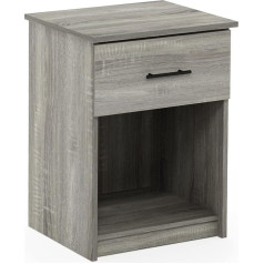 Furinno Tidur Bedside Table, Wood, French Oak Grey, Pack of 1 Handle