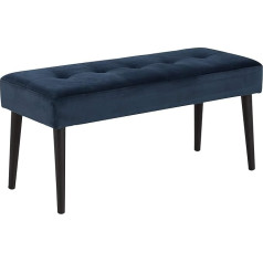 ‎Ac Design Furniture AC Design Furniture Gloria Bench, L: 95 x W: 38 x H: 45 cm, Dark Blue/Black, Velvet/Metal, 1 Piece