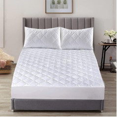 Cotton Comfort Bedding Quilted Mattress Protector Super King Size 30cm Deep Elastic Stretch Skirt Mattress Topper Super King Size Ultra Soft and Hypoallergenic Mattress Cover